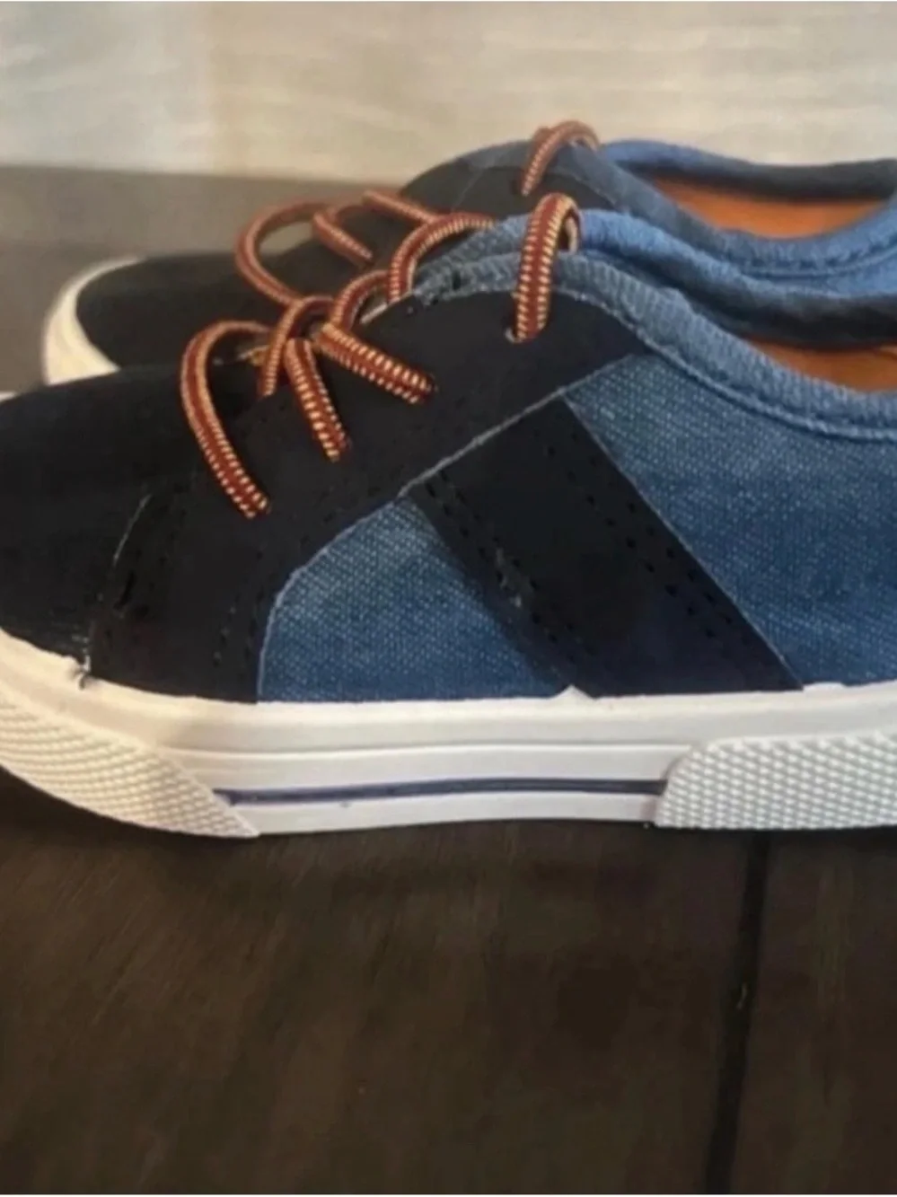 Carter's Navy and Black Kids Canvas Sneakers with Brown Laces